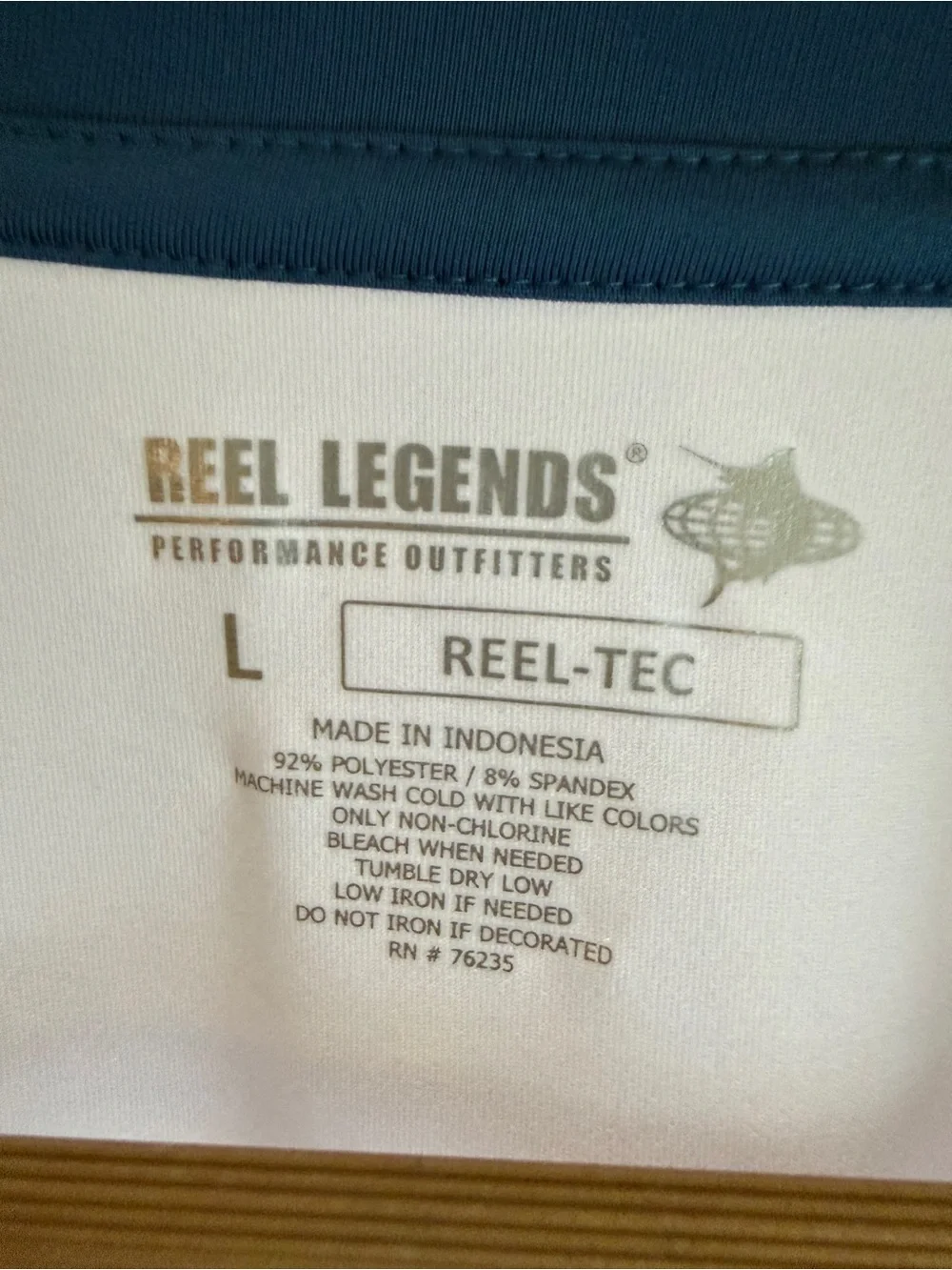 Reel Legends Skipper Men’s White & Teal Raglan Swim Shirt L 0139